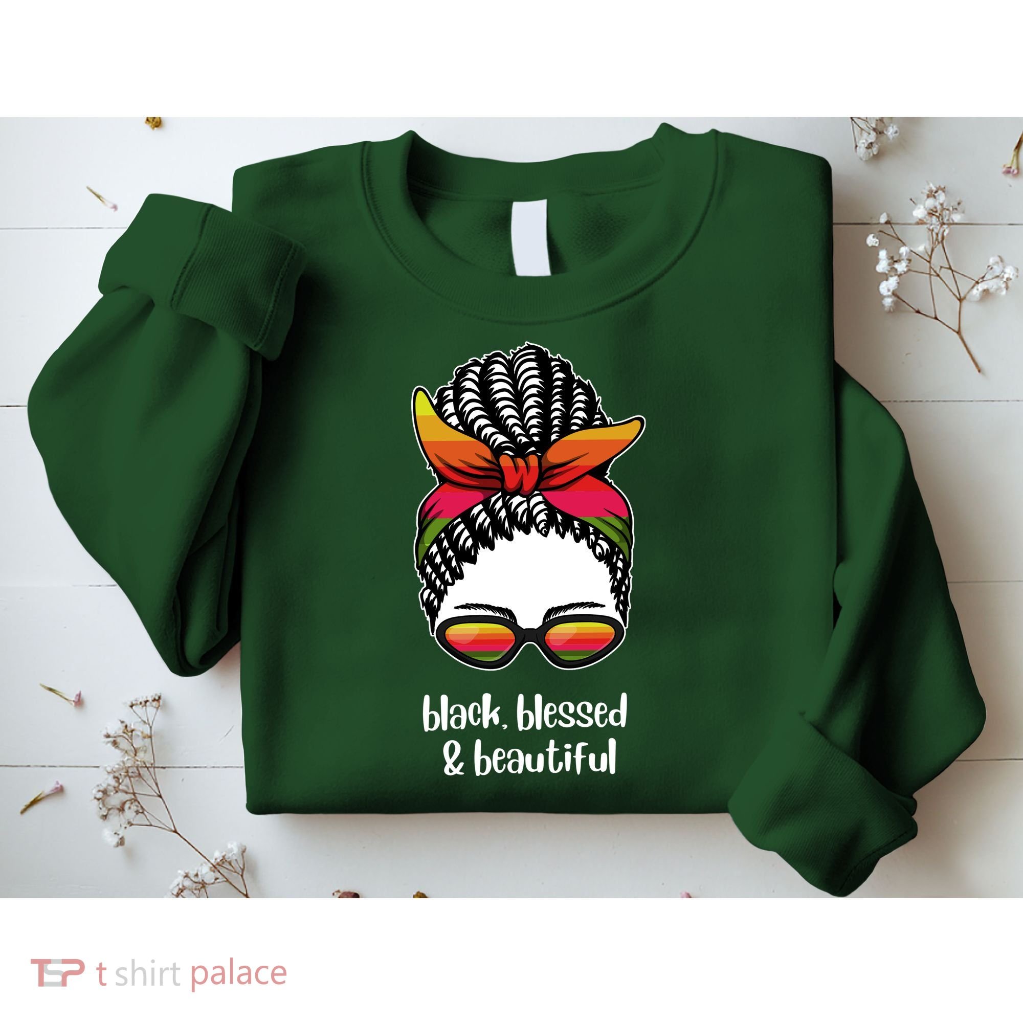 Black Blessed And Beautiful Hair Bun Sweatshirt