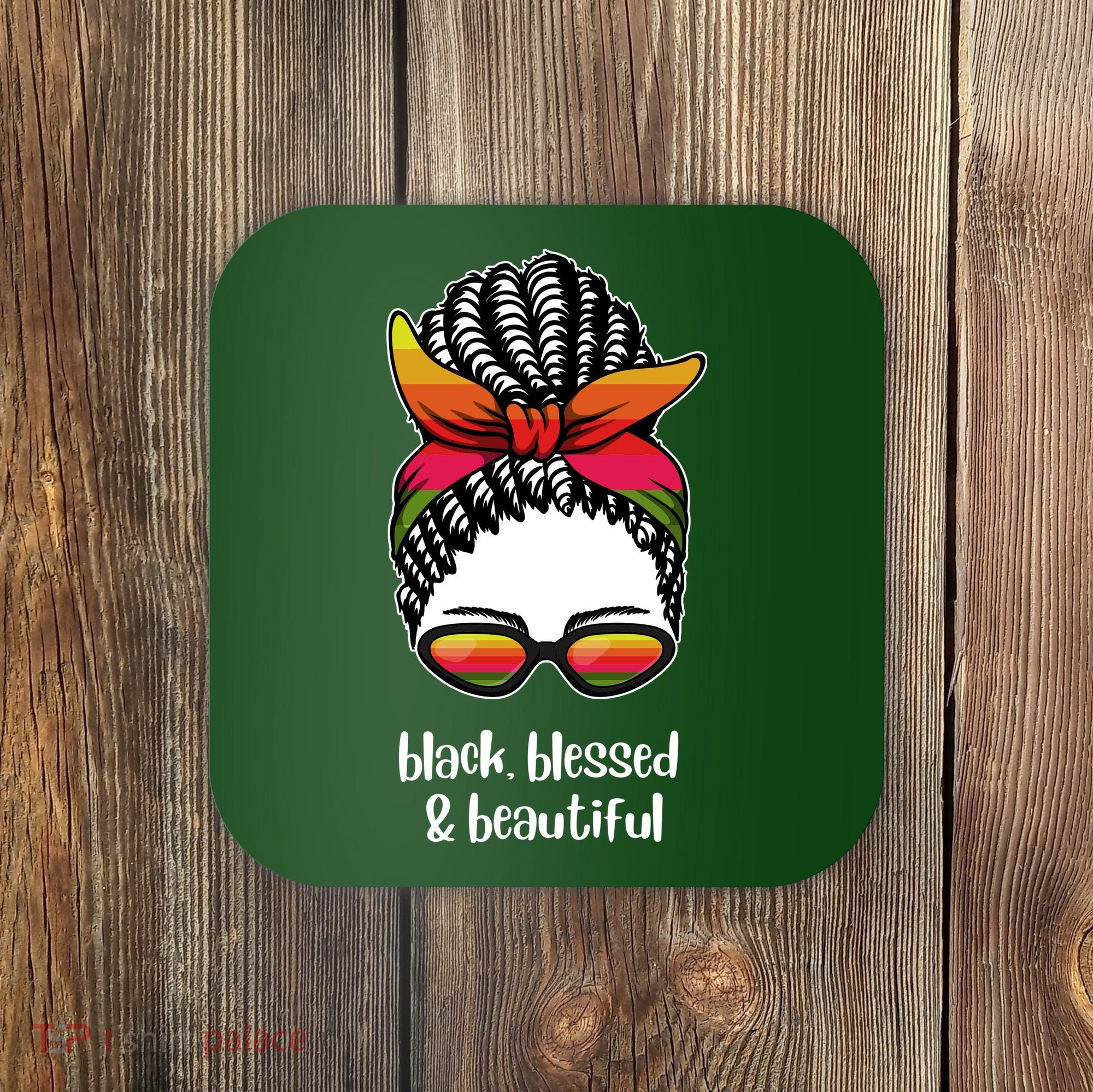 Black Blessed And Beautiful Hair Bun Coaster