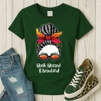 Black Blessed And Beautiful Hair Bun Women's T-Shirt thumb 3