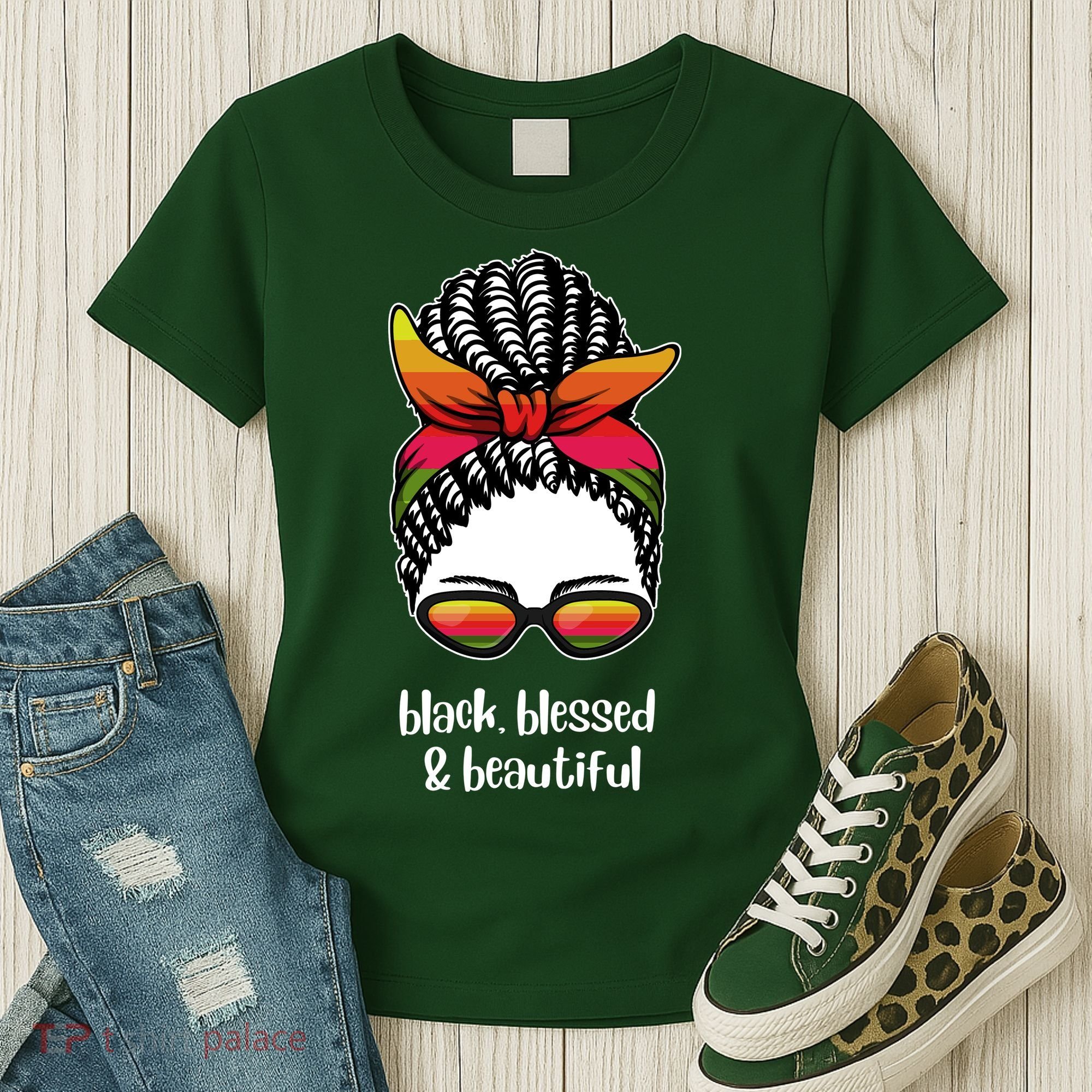 Black Blessed And Beautiful Hair Bun Women's T-Shirt