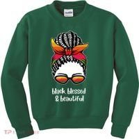 Black Blessed And Beautiful Hair Bun Kids Sweatshirt thumb 0