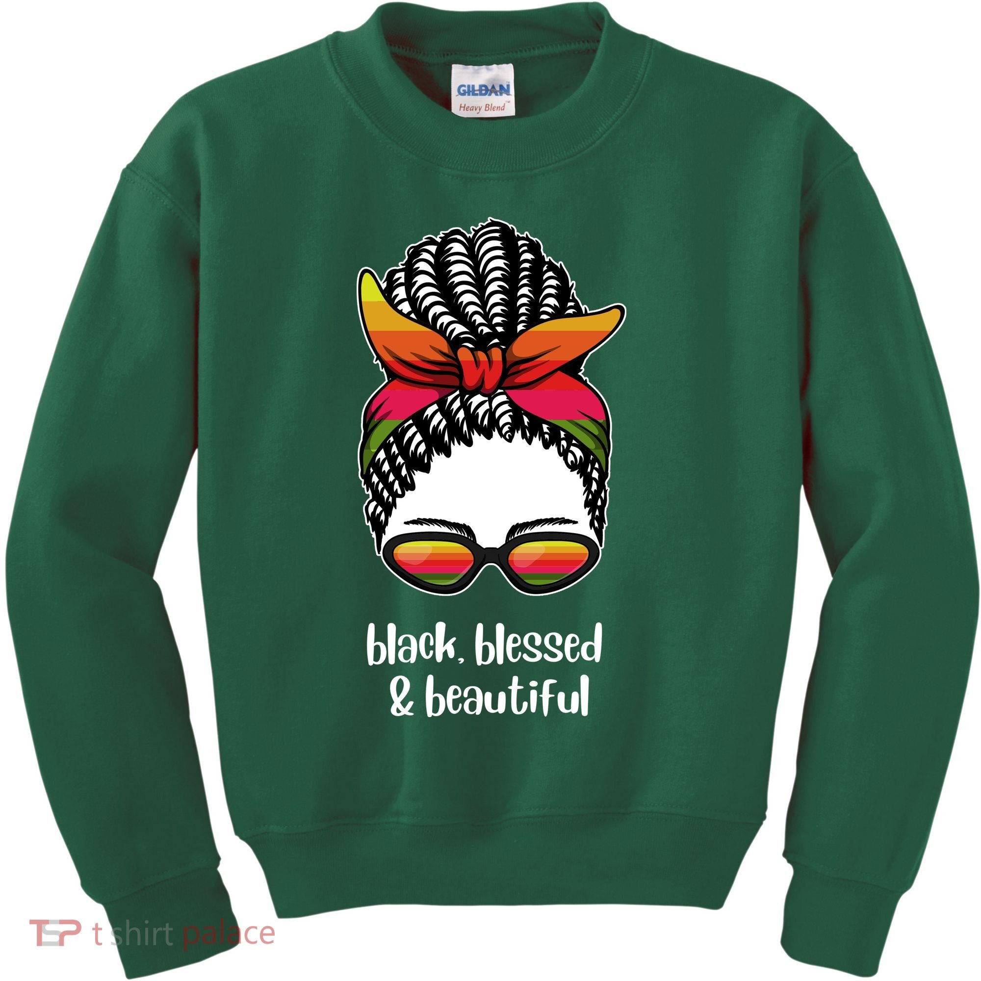 Black Blessed And Beautiful Hair Bun Kids Sweatshirt