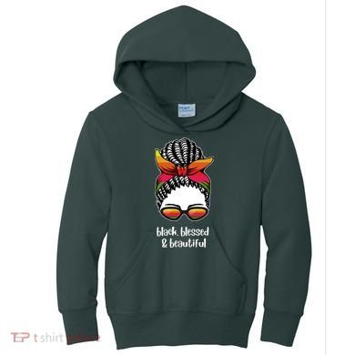 Black Blessed And Beautiful Hair Bun Kids Hoodie