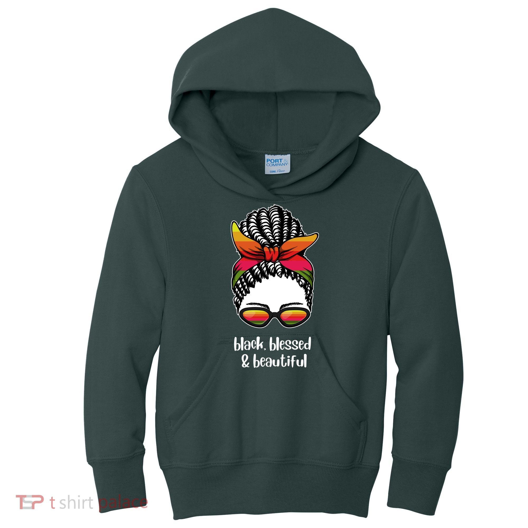 Black Blessed And Beautiful Hair Bun Kids Hoodie