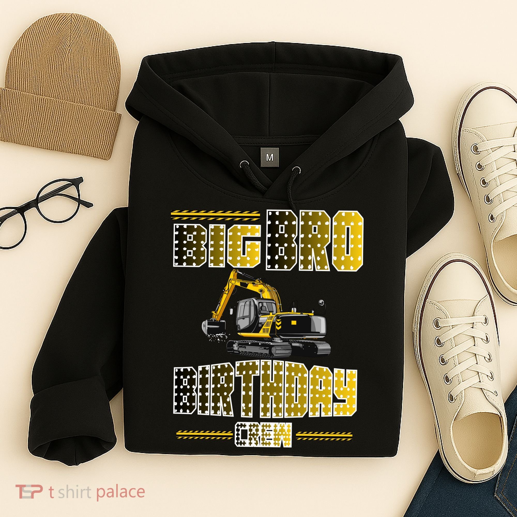 Big Bro Brother Birthday Crew Party Excavator Hoodie