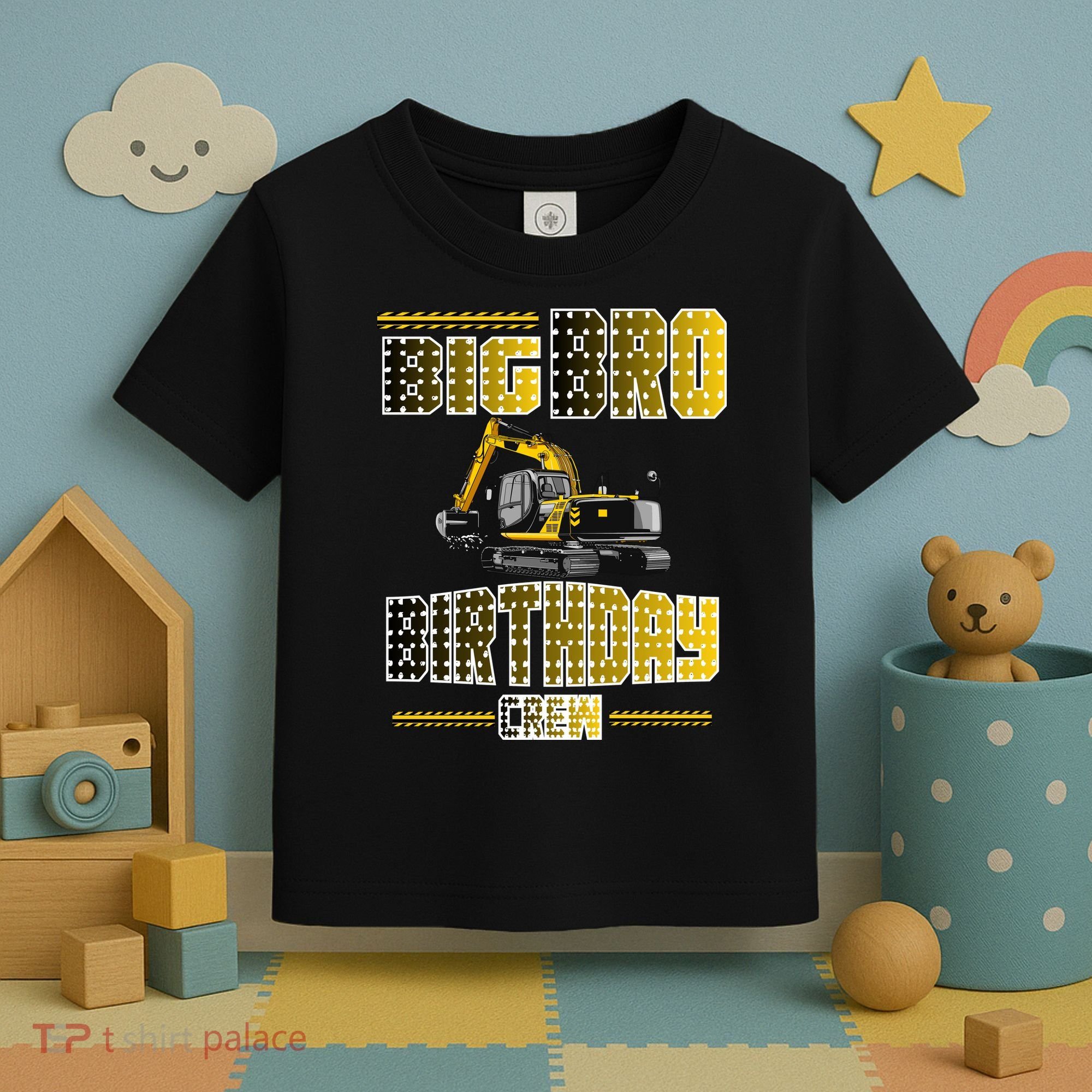 Big Bro Brother Birthday Crew Party Excavator Toddler T-Shirt