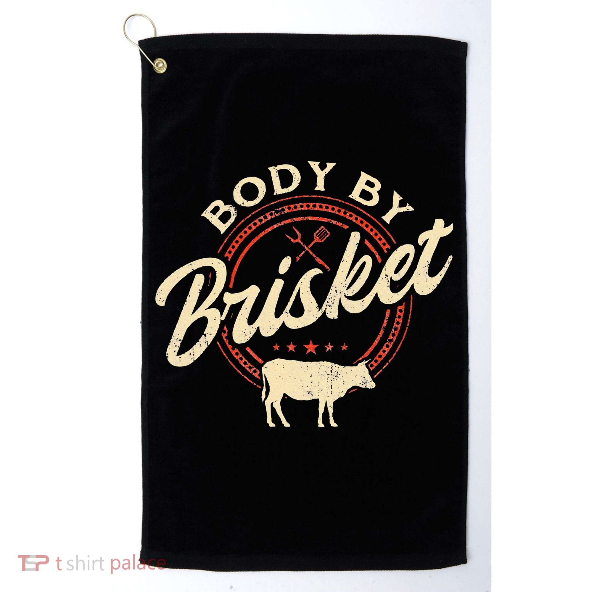 Body By Brisket Pitmaster BBQ Lover Smoker Grilling Golf Towel