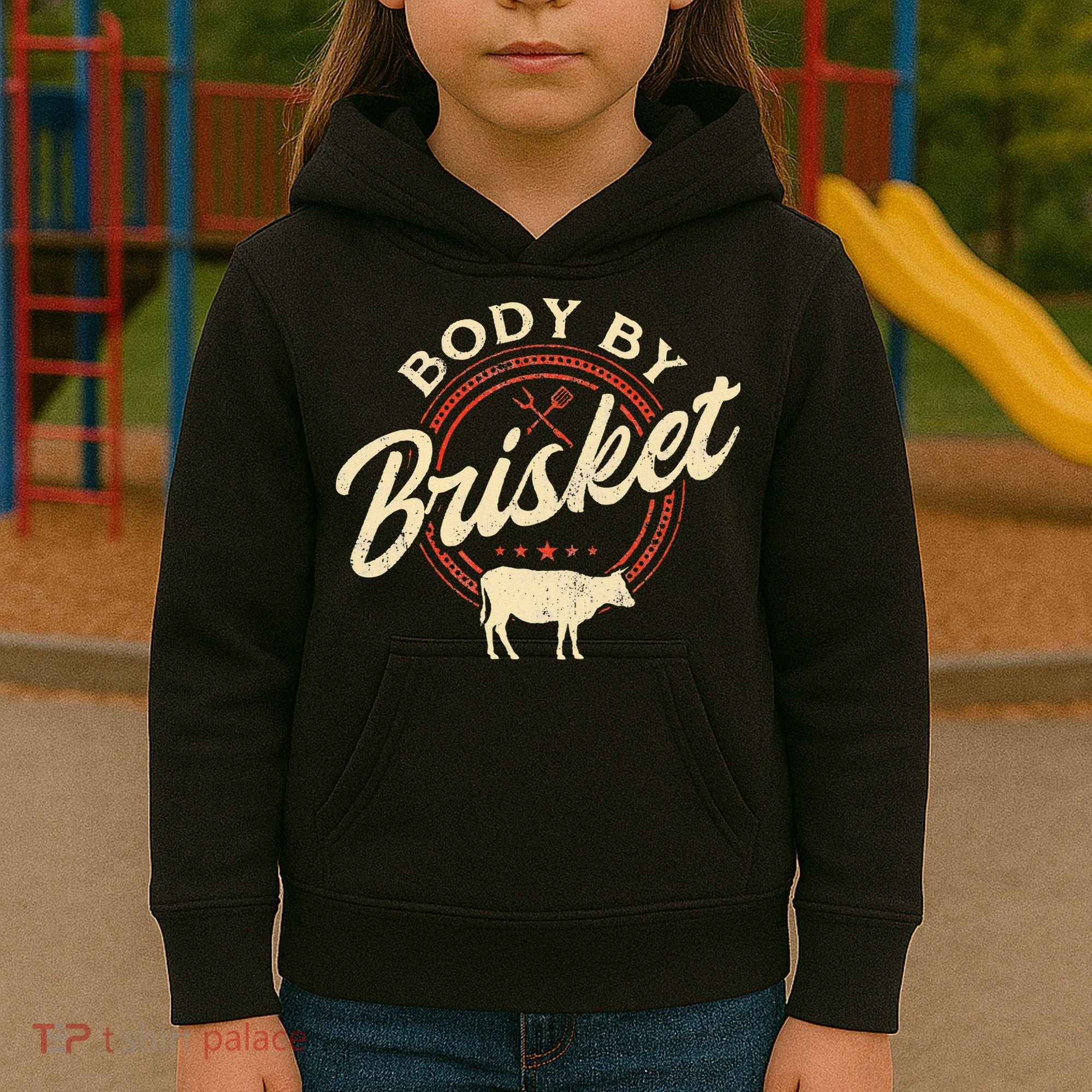 Body By Brisket Pitmaster BBQ Lover Smoker Grilling Kids Hoodie