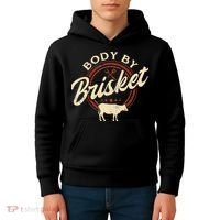 Body By Brisket Pitmaster BBQ Lover Smoker Grilling Kids Hoodie thumb 4