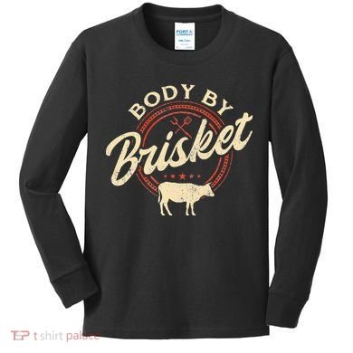 Body By Brisket Pitmaster BBQ Lover Smoker Grilling Kids Long Sleeve Shirt