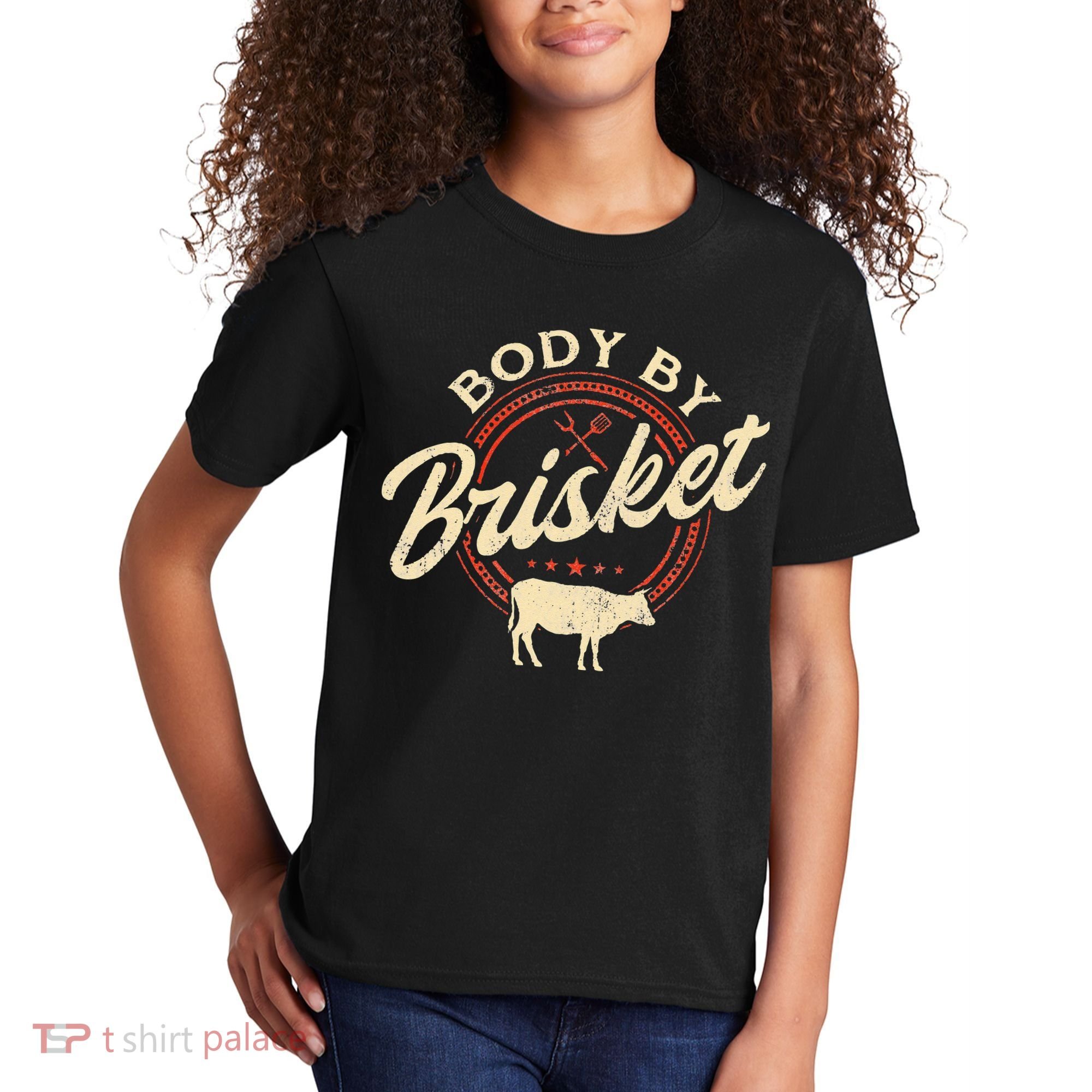 Body By Brisket Pitmaster BBQ Lover Smoker Grilling Kids T-Shirt