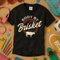 Body By Brisket Pitmaster BBQ Lover Smoker Grilling Kids T-Shirt thumb 3