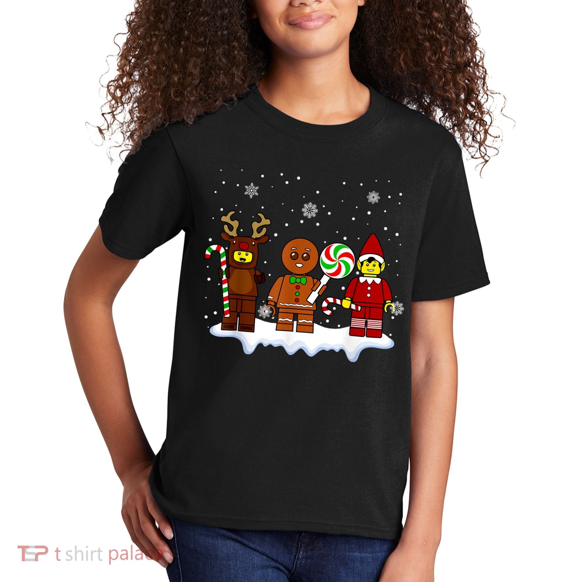 Block Brick Building Figure Christmas Master Builder Kids T-Shirt