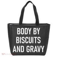 Body By Biscuits And Gravy Funny Jokes Sarcastic Tote Bag thumb 0