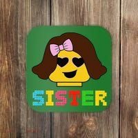 Building Bricks Blocks Sister Master Builder Family Matching Coaster thumb 0
