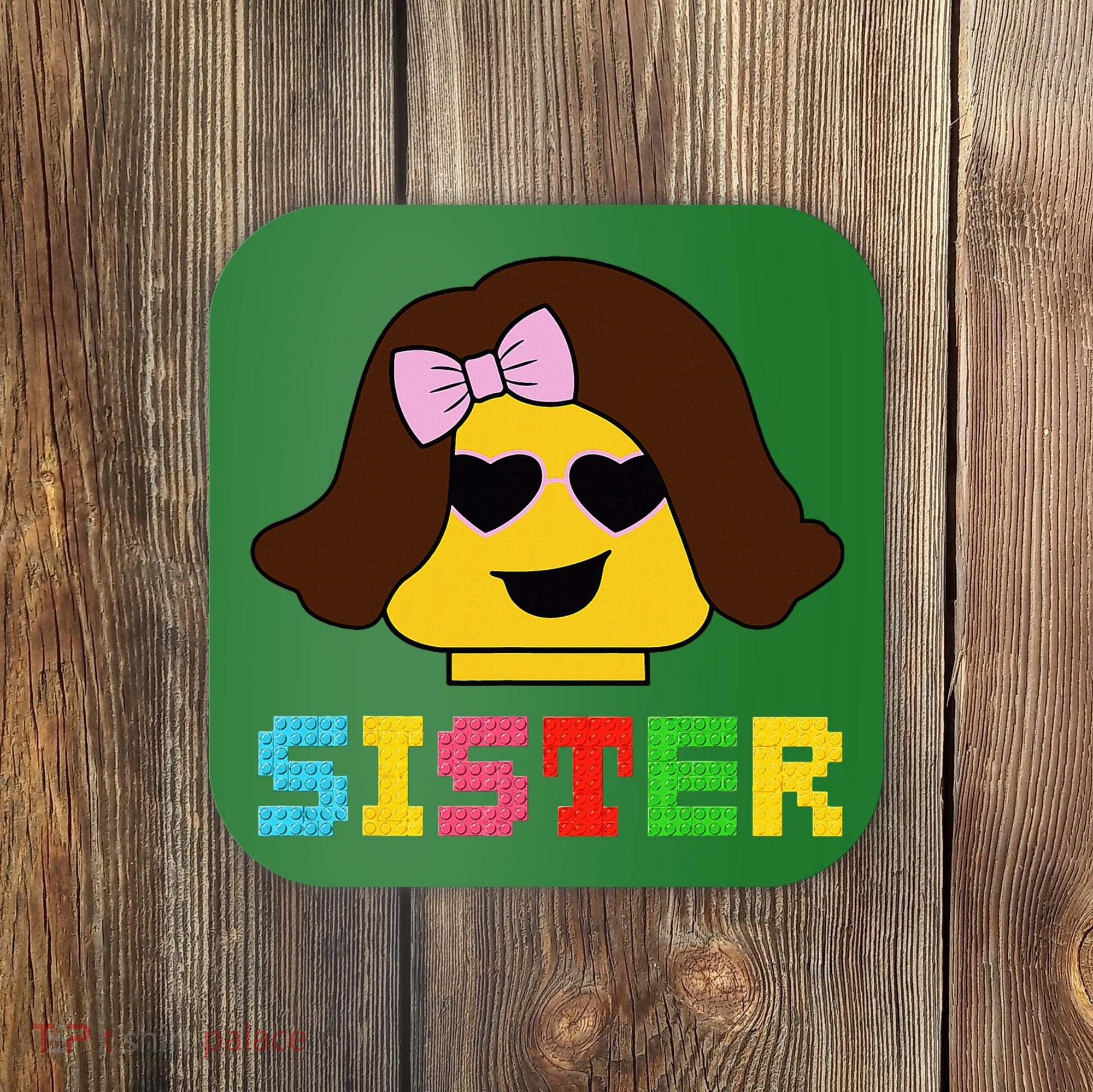 Building Bricks Blocks Sister Master Builder Family Matching Coaster