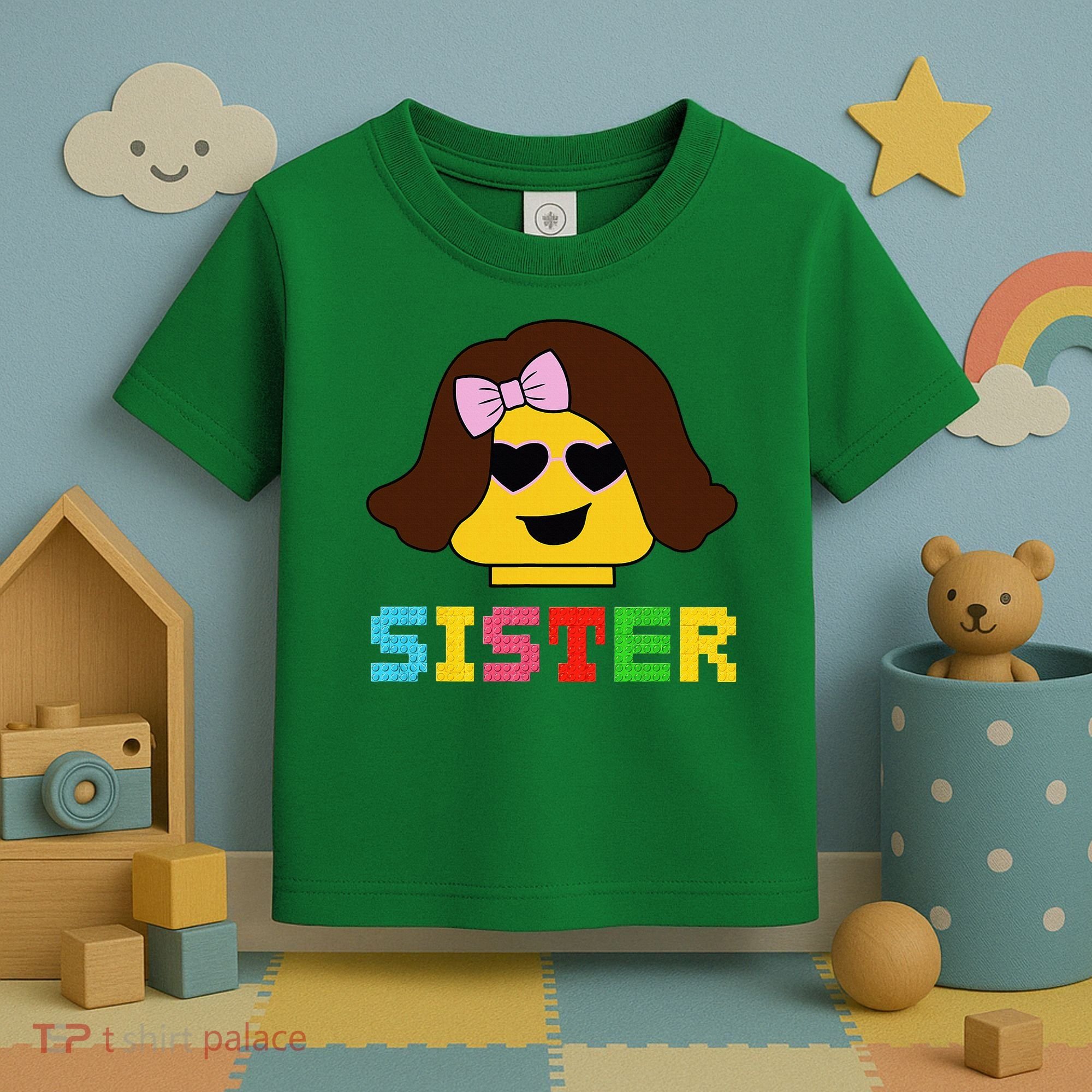 Building Bricks Blocks Sister Master Builder Family Matching Toddler T-Shirt