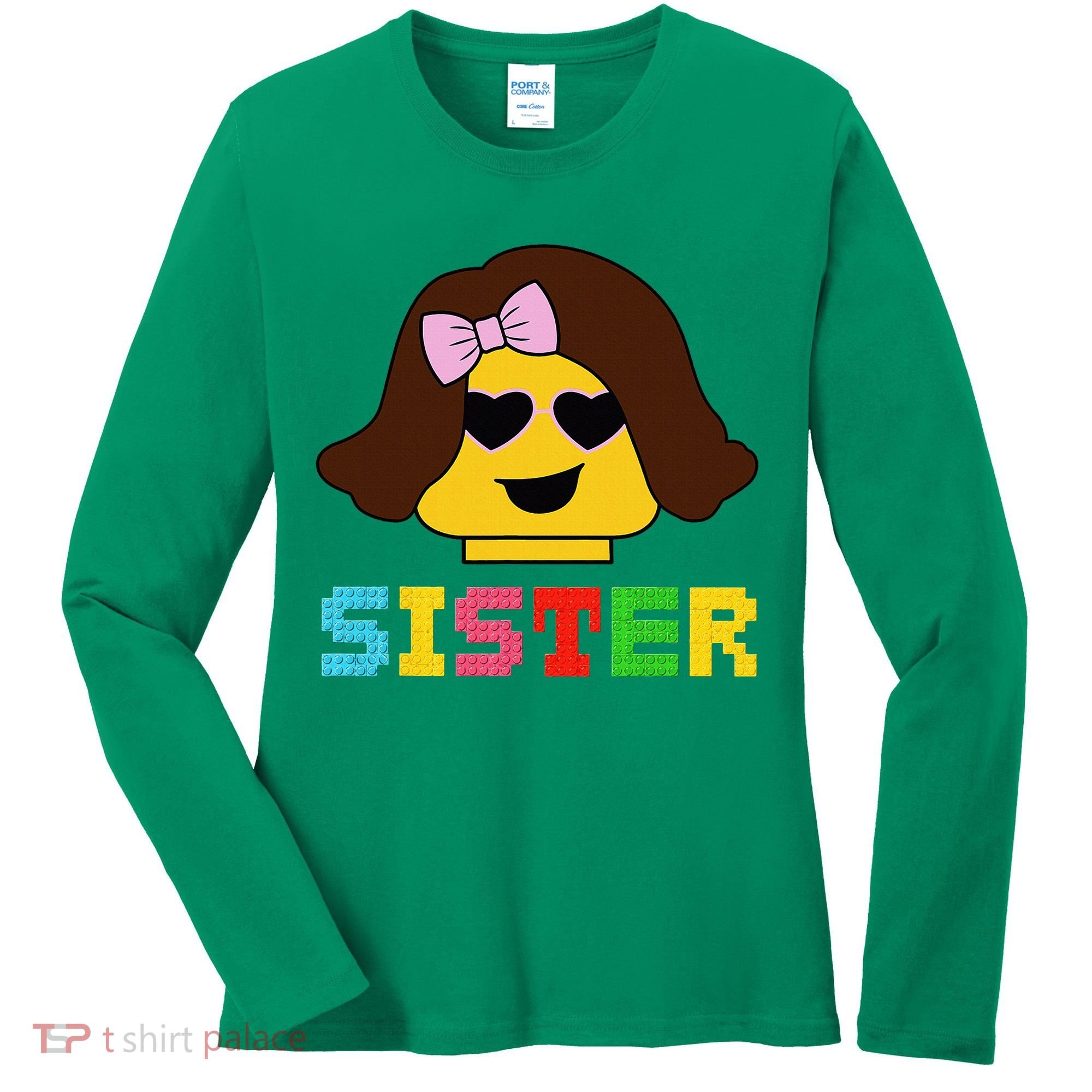 Building Bricks Blocks Sister Master Builder Family Matching Women's Long Sleeve Shirt