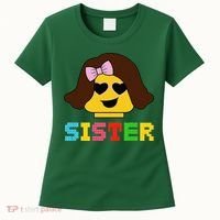 Building Bricks Blocks Sister Master Builder Family Matching Women's T-Shirt thumb 0