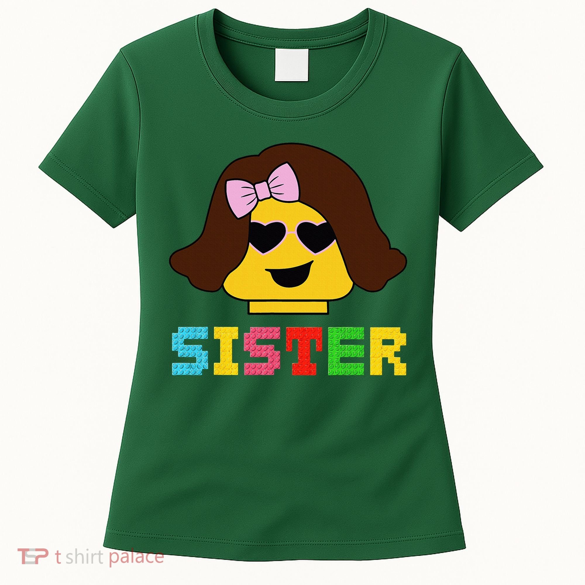 Building Bricks Blocks Sister Master Builder Family Matching Women's T-Shirt