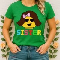 Building Bricks Blocks Sister Master Builder Family Matching Women's T-Shirt thumb 2