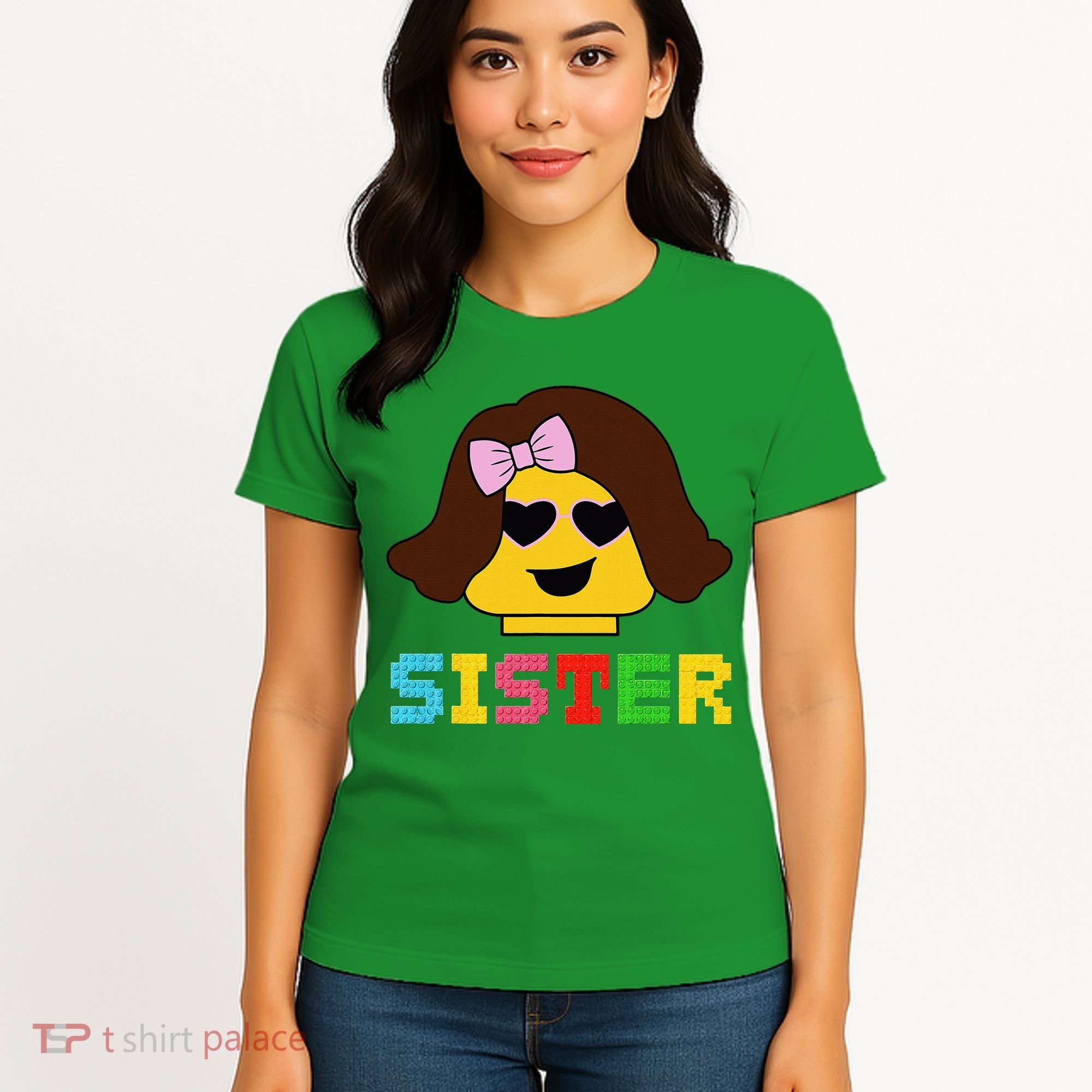 Building Bricks Blocks Sister Master Builder Family Matching Women's T-Shirt