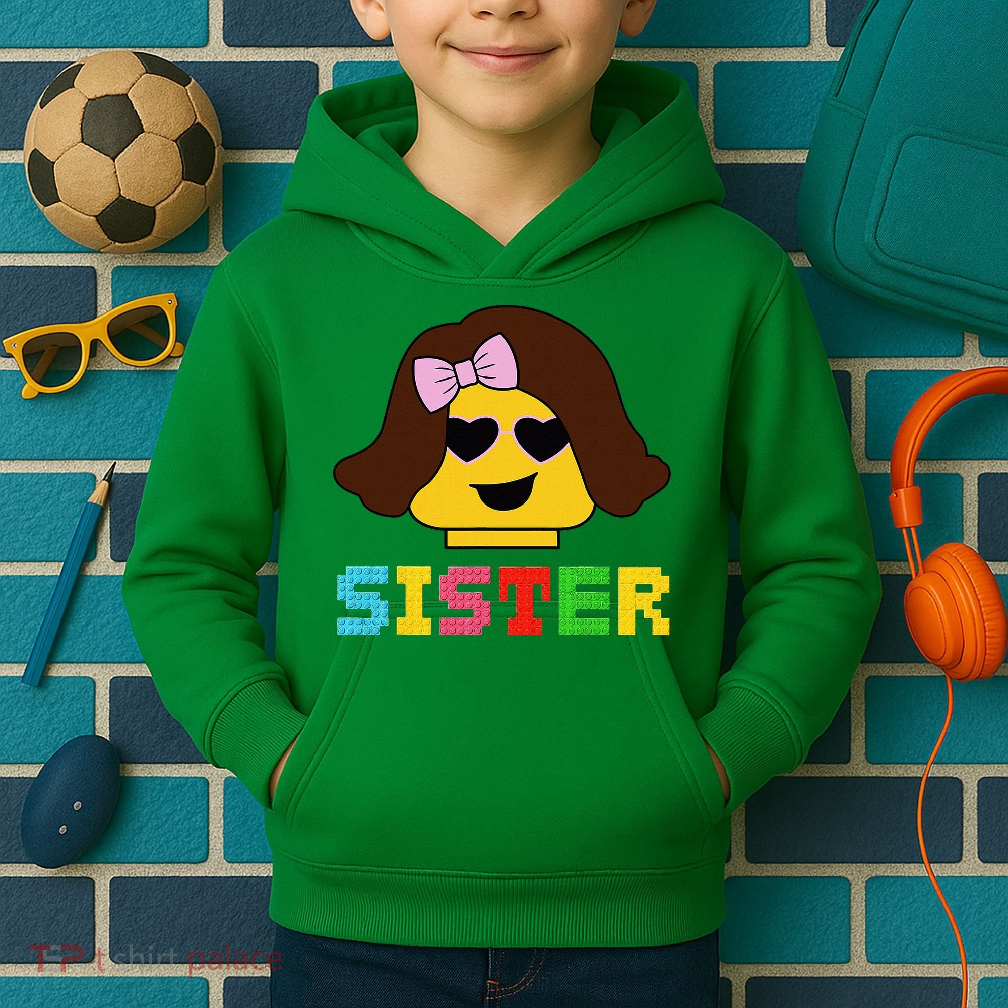 Building Bricks Blocks Sister Master Builder Family Matching Kids Hoodie