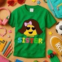 Building Bricks Blocks Sister Master Builder Family Matching Kids T-Shirt thumb 3
