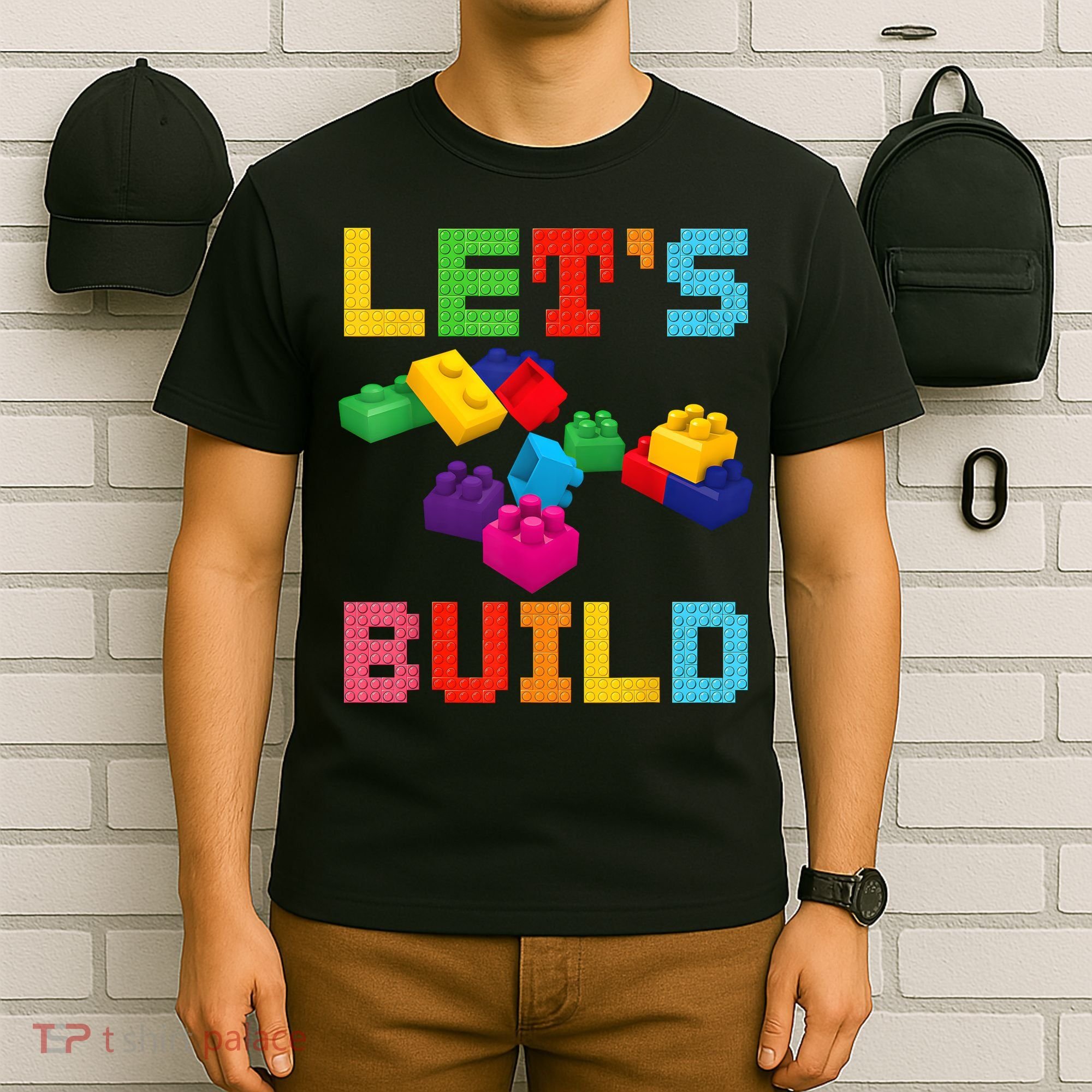 Block Brick Building LetS Build Master Builder Toys Kids T-Shirt