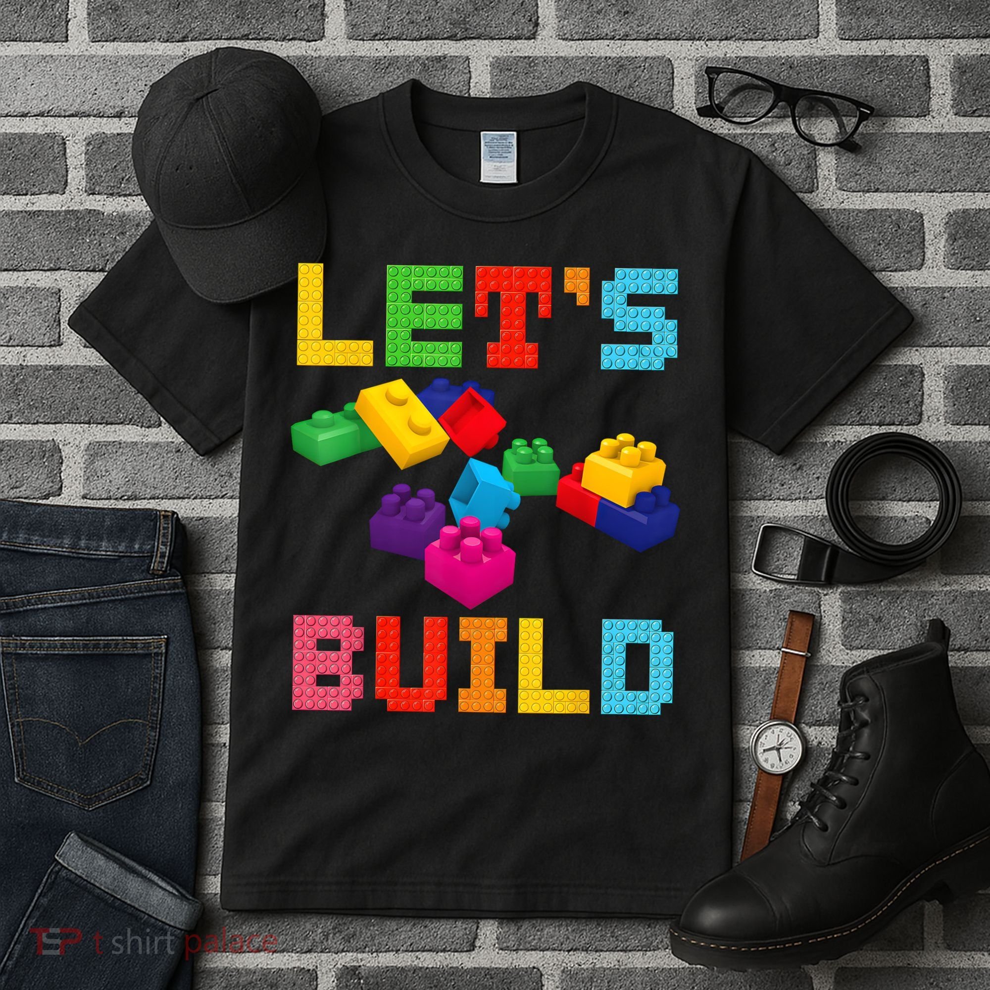 Block Brick Building LetS Build Master Builder Toys Kids Tall T-Shirt
