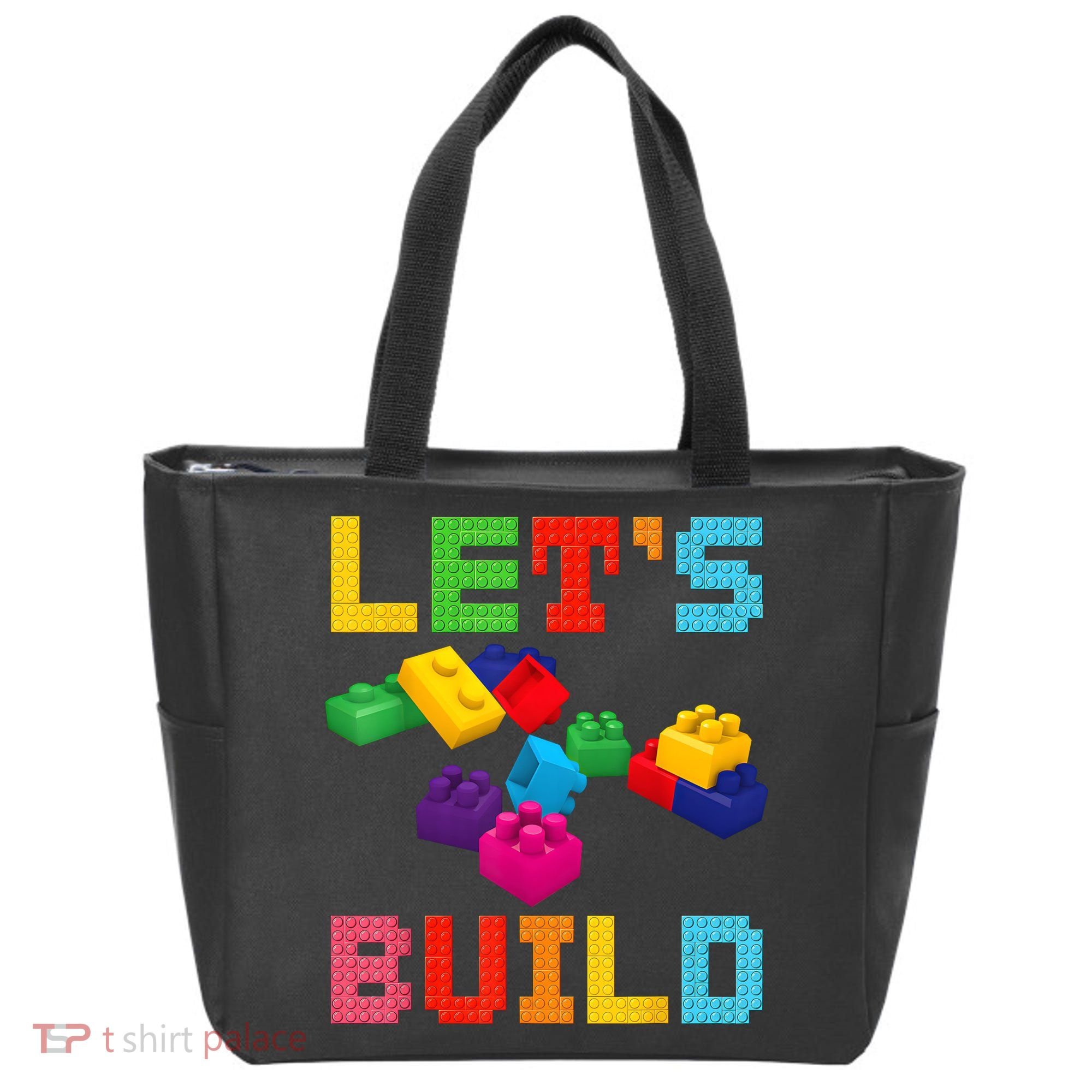 Block Brick Building LetS Build Master Builder Toys Kids Tote Bag