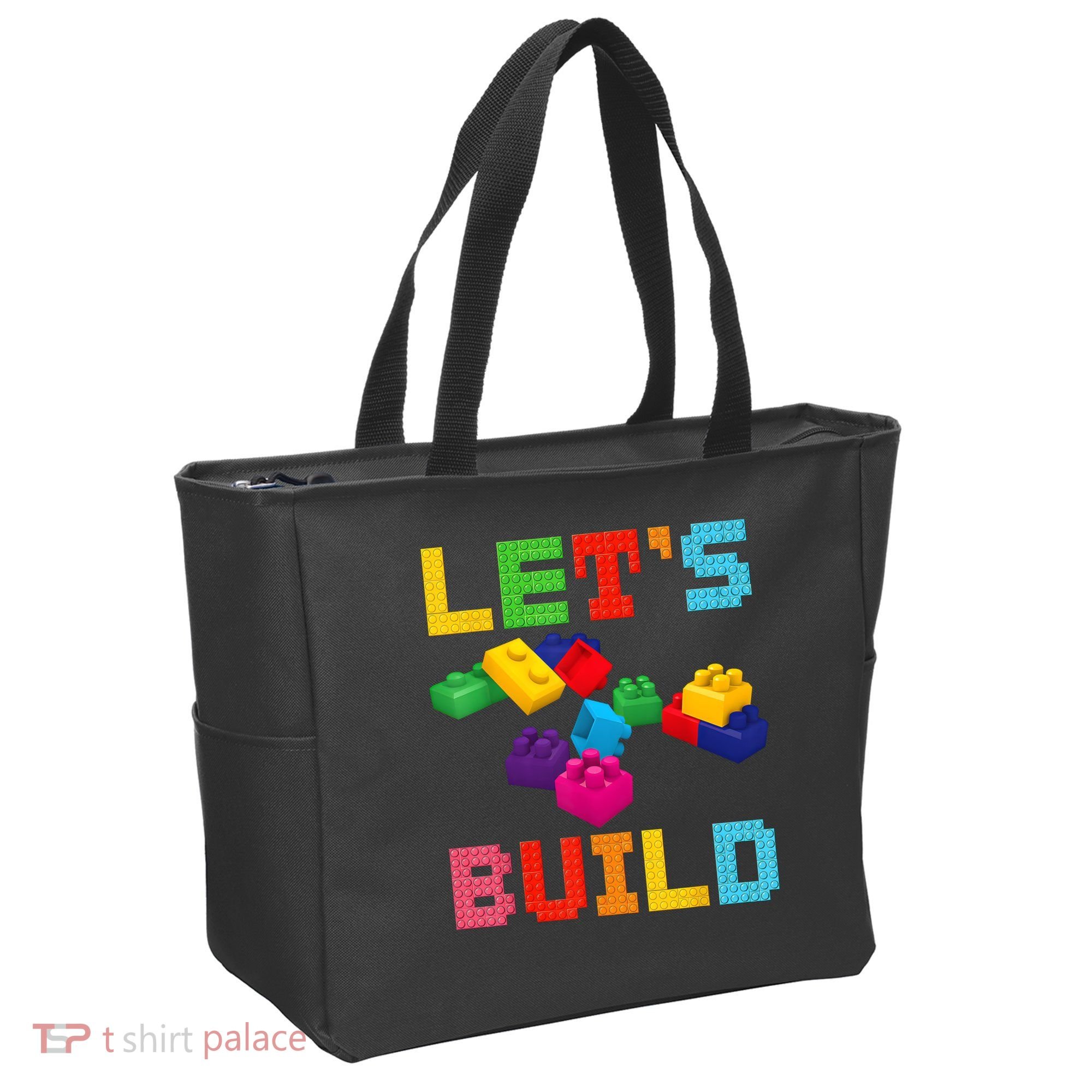 Block Brick Building LetS Build Master Builder Toys Kids Tote Bag