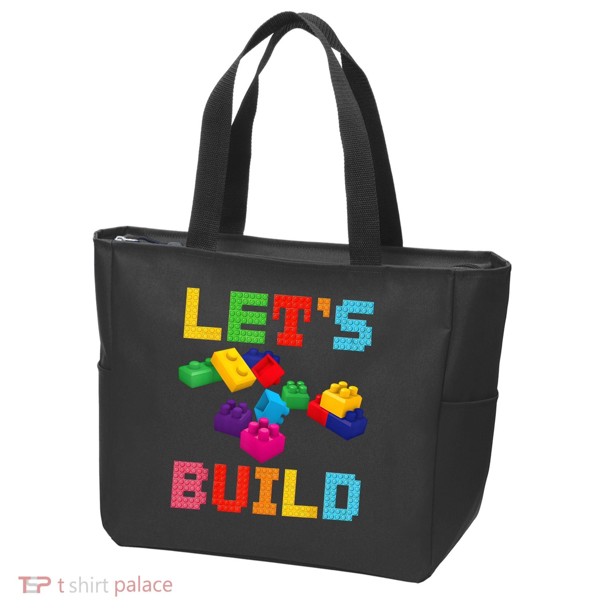 Block Brick Building LetS Build Master Builder Toys Kids Tote Bag