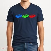 Building Blocks Bricks Master Builder Engineer Construction V-Neck T-Shirt thumb 2