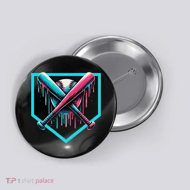 Baseball Bat Baseball Drip Gift Button