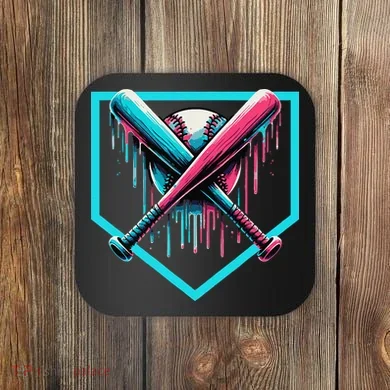 Baseball Bat Baseball Drip Gift Coaster