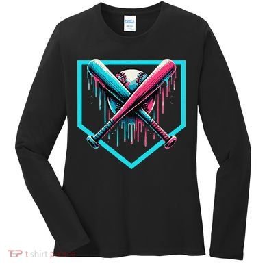 Baseball Bat Baseball Drip Gift Women's Long Sleeve Shirt