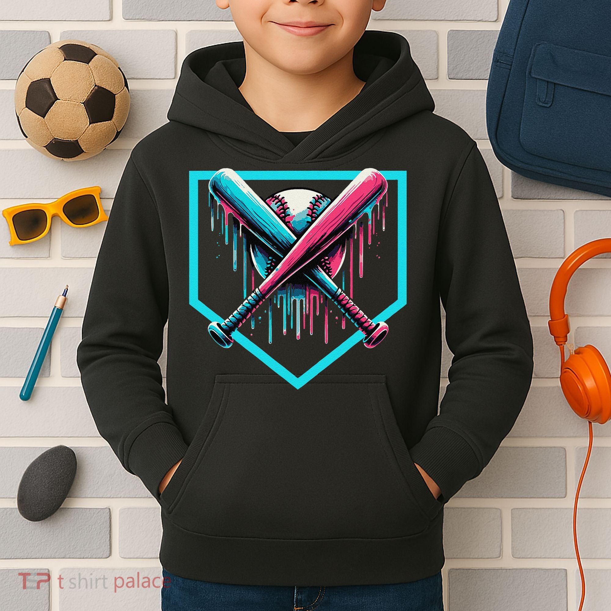 Baseball Bat Baseball Drip Gift Kids Hoodie