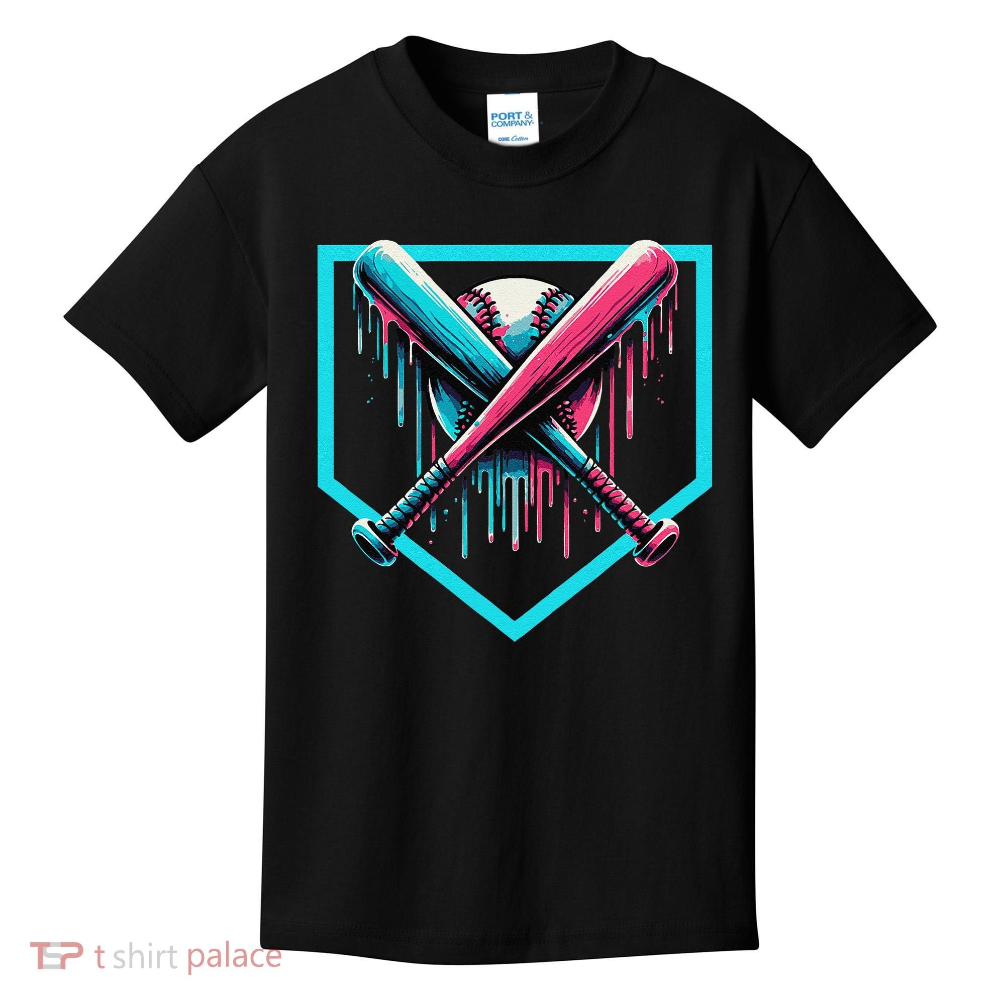 Baseball Bat Baseball Drip Gift Kids T-Shirt