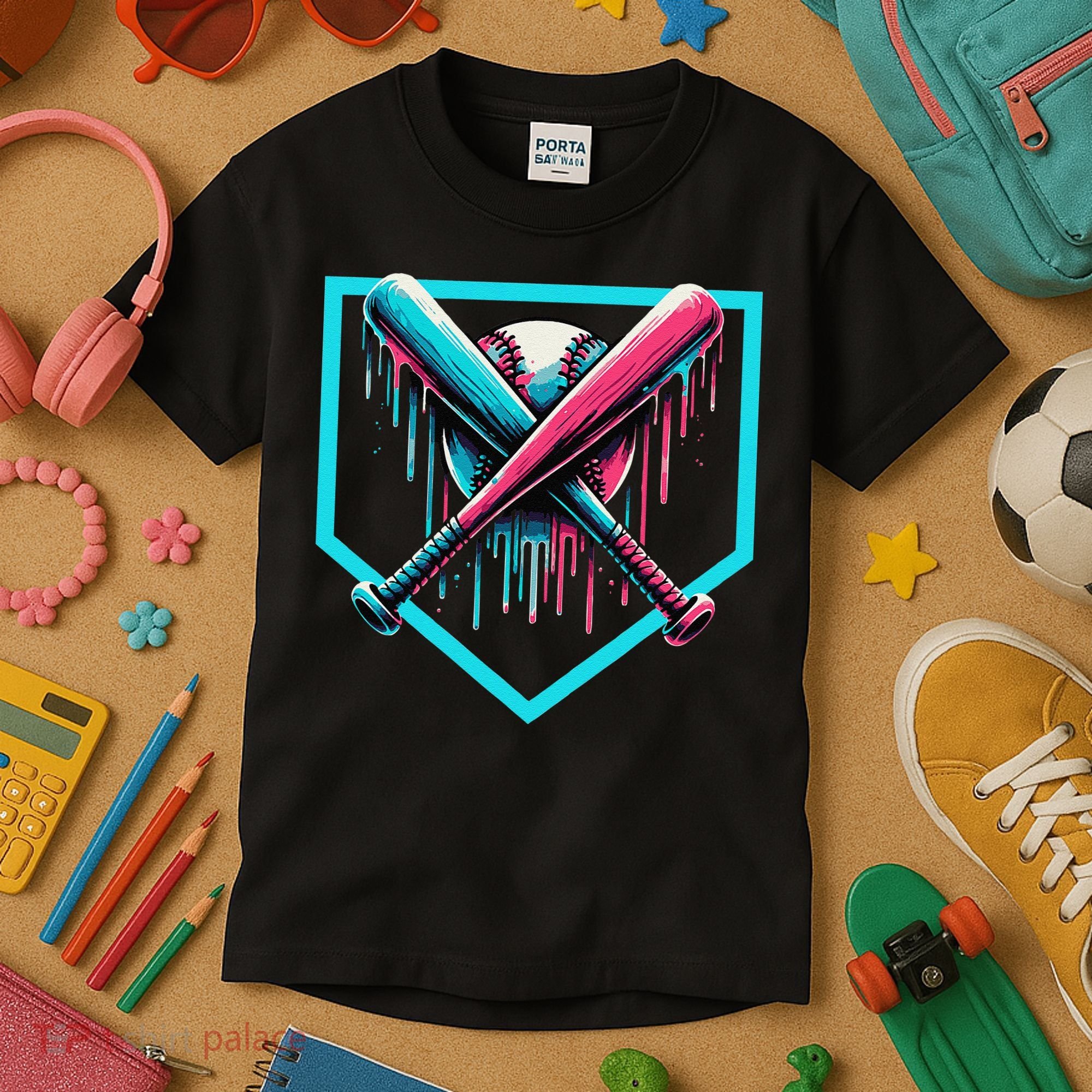 Baseball Bat Baseball Drip Gift Kids T-Shirt