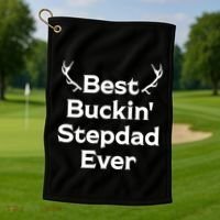 Best Buckin' Bonus Dad Ever Bonus Father Stepdad Great Gift Golf Towel thumb 1