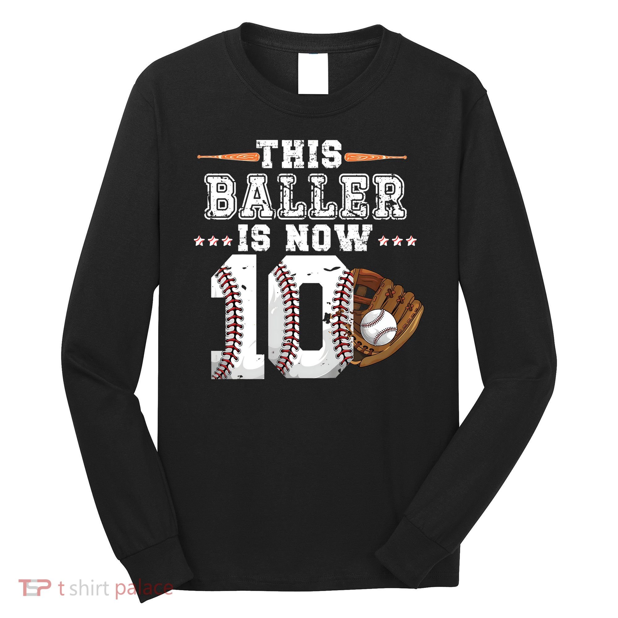 Boy Baseball Birthday age 10 Sports themed birthday Long Sleeve Shirt