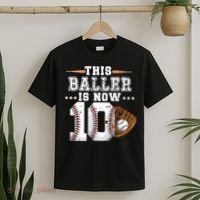 Boy Baseball Birthday age 10 Sports themed birthday T-Shirt thumb 2