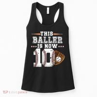 Boy Baseball Birthday age 10 Sports themed birthday Women's Tank Top thumb 0