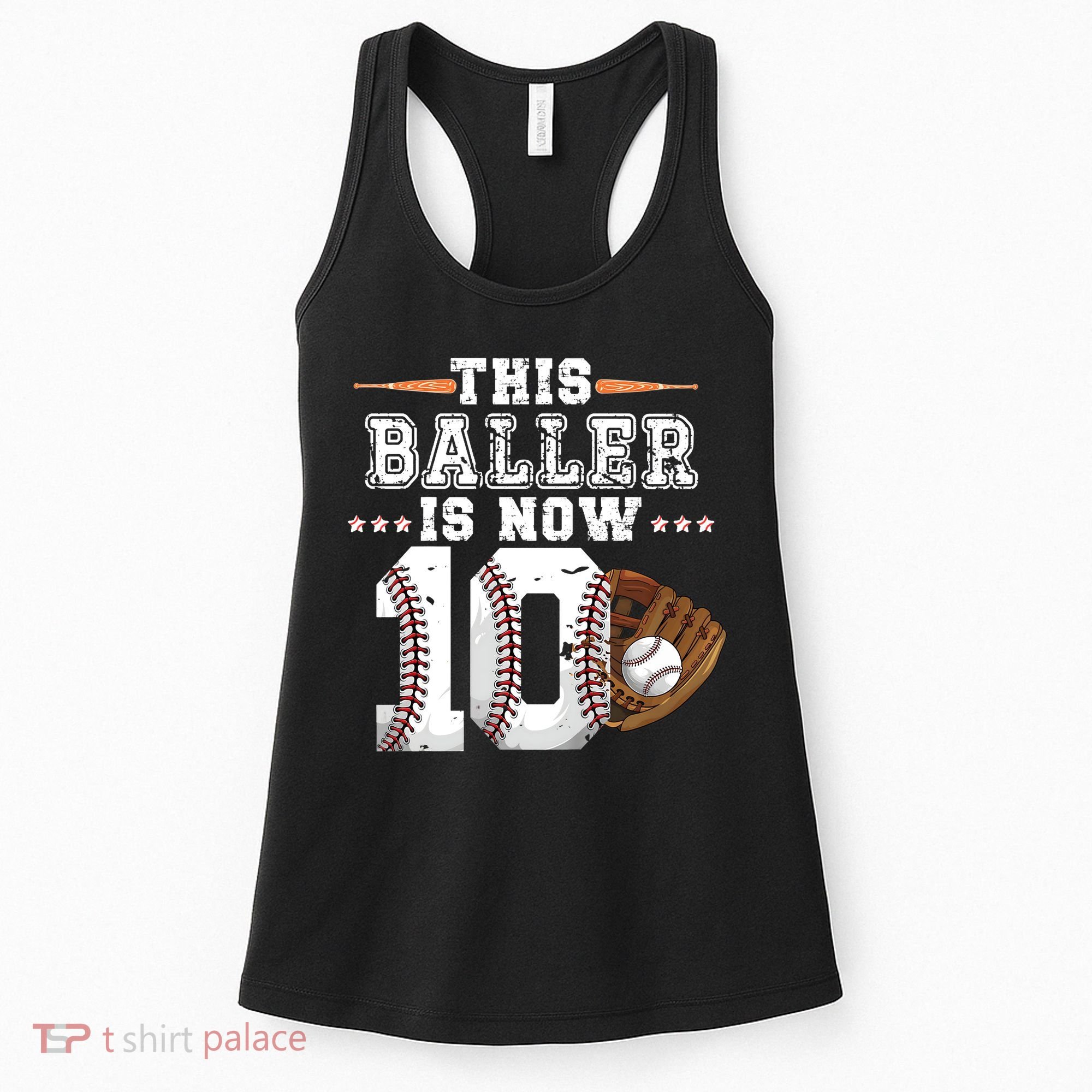 Boy Baseball Birthday age 10 Sports themed birthday Women's Tank Top
