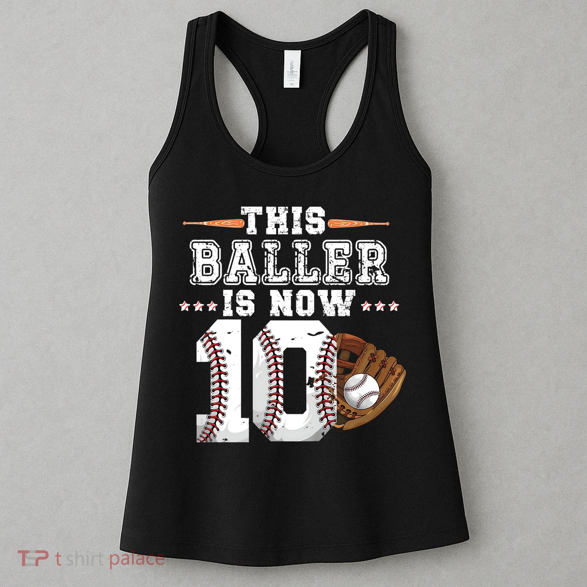 Boy Baseball Birthday age 10 Sports themed birthday Women's Tank Top