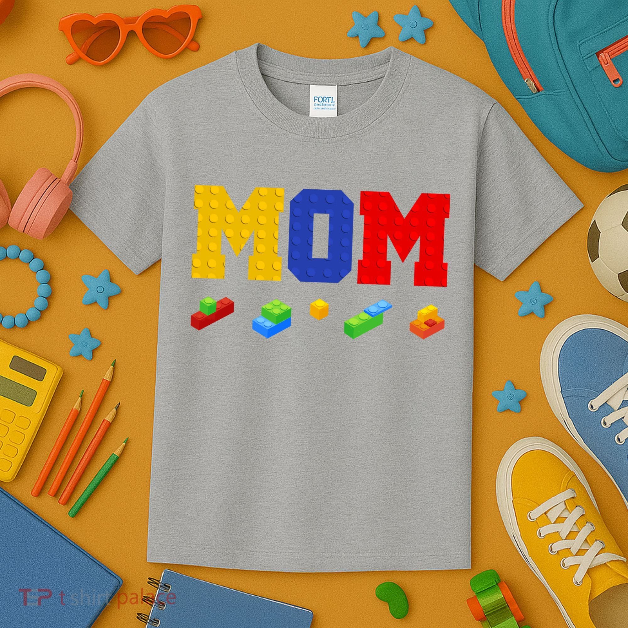 Builder Building Blocks Mom Kids T-Shirt