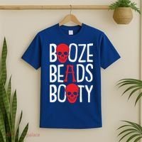 Booze Beads Booty Gasparilla Pirate Festival Jollyroger Gift T-Shirt thumb 2