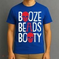 Booze Beads Booty Gasparilla Pirate Festival Jollyroger Gift T-Shirt thumb 3