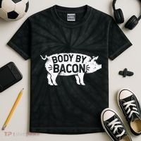 Body By Bacon For Low Carb High Fat Ketogenic Diet Kids Tie-Dye T-Shirt thumb 2